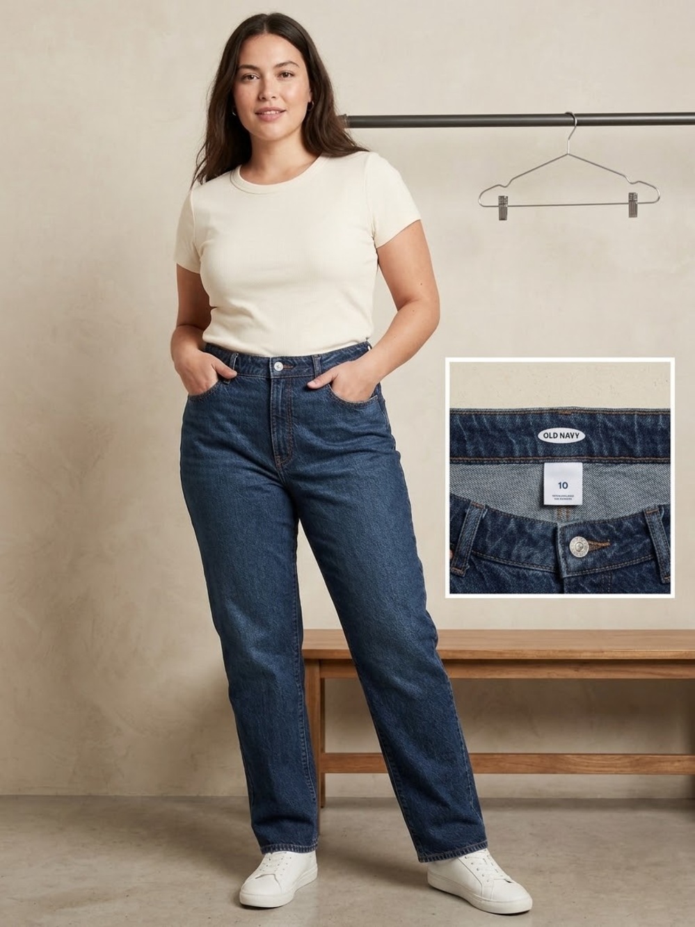 Old Navy High-Rise Straight Jeans in Dark Indigo